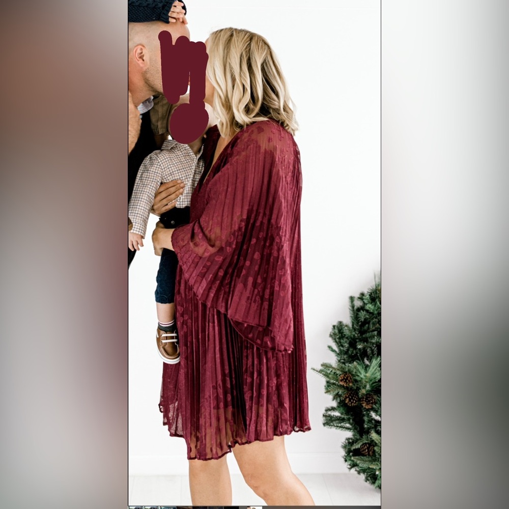 XS Anthropologie burgundy dress worn once for pictures. Great condition.